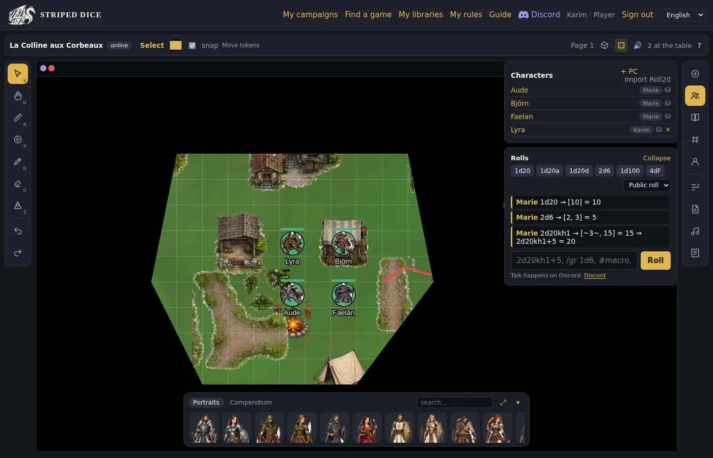 The same scene seen by a player: only the revealed area exists.