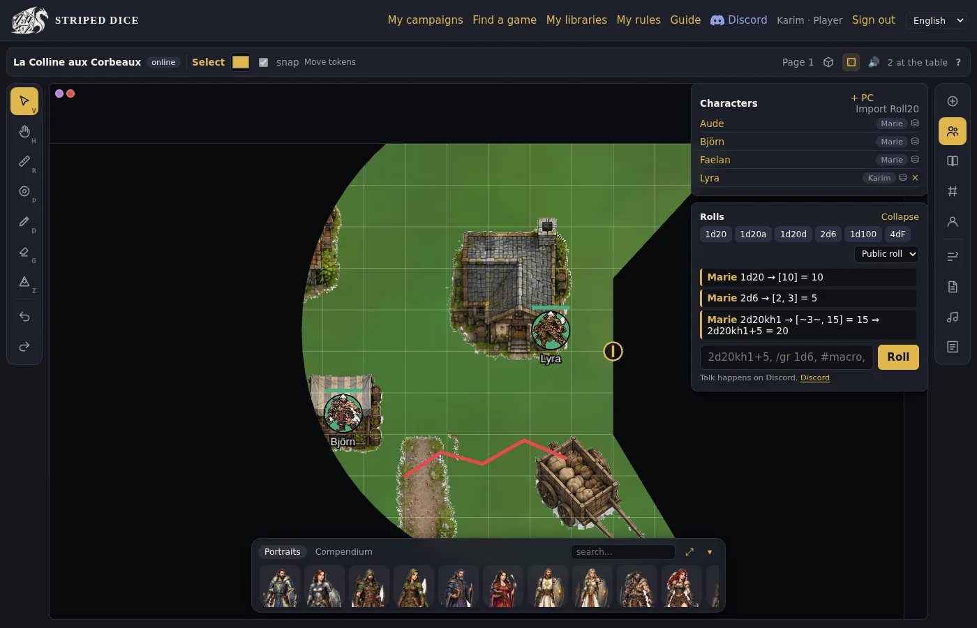 Lighting by walls seen by a player: her vision is cut by the mill walls, the door is marked.
