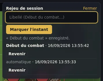 Rejeu : marquez un instant, revenez-y d’un clic.
